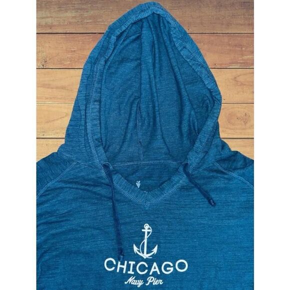 Soft As A Grape Women’s Size 2 Chicago Navy Pier Lightweight Hoodie • Drawstring - Picture 3 of 13